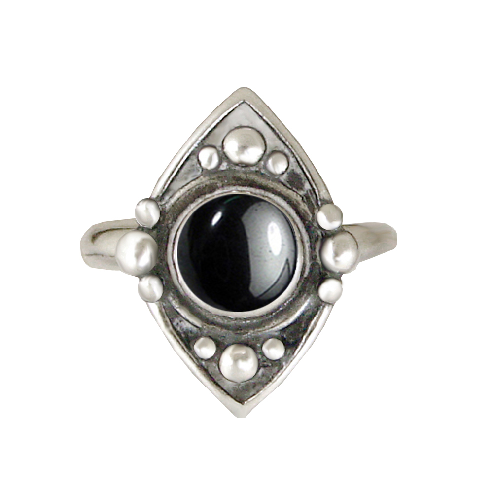 Sterling Silver Gemstone Ring With Hematite Size 7